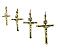 10K Yellow Gold SOLID INRI Jesus Cross Crucifix Pendant Charm Shiny Men Women 1g | 30mm x 15mm Inches | MADE IN ITALY