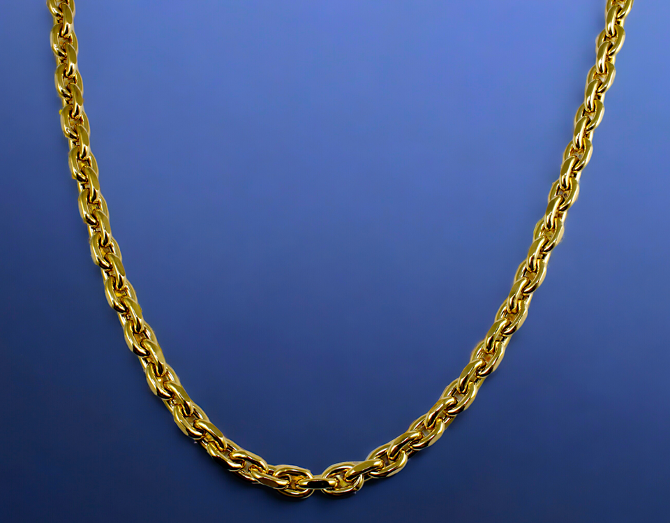 14K Yellow Gold Rolo Cable Necklace Bracelet Chain Real Gold Men Women Jewelry 7g | 4.5mm | 8 Inches | MADE IN ITALY
