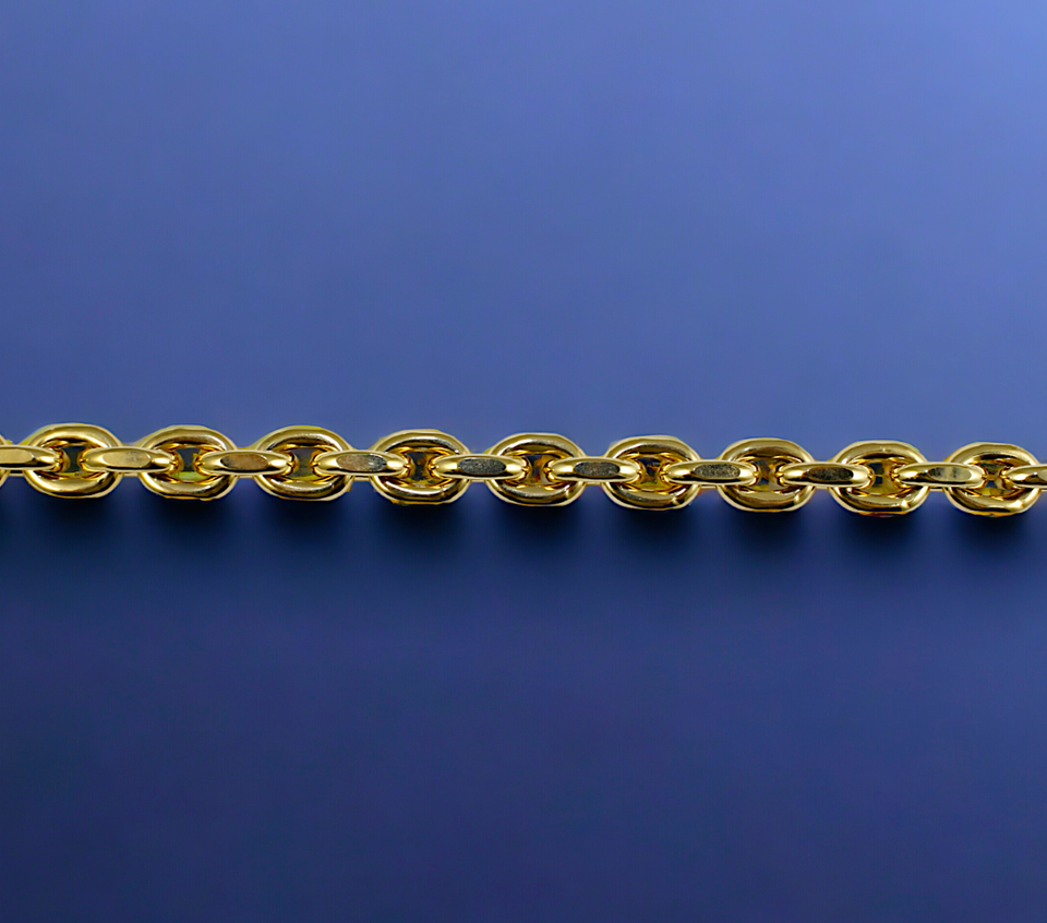 14K Yellow Gold Rolo Cable Necklace Bracelet Chain Real Gold Men Women Jewelry 7g | 4.5mm | 8 Inches | MADE IN ITALY