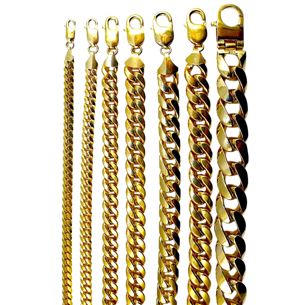 10K Yellow Gold SOLID Miami Cuban Necklace Bracelet Chain Lobster Men Women Jewelry 3.1g | 2.2mm | 7 Inches | MADE IN ITALY
