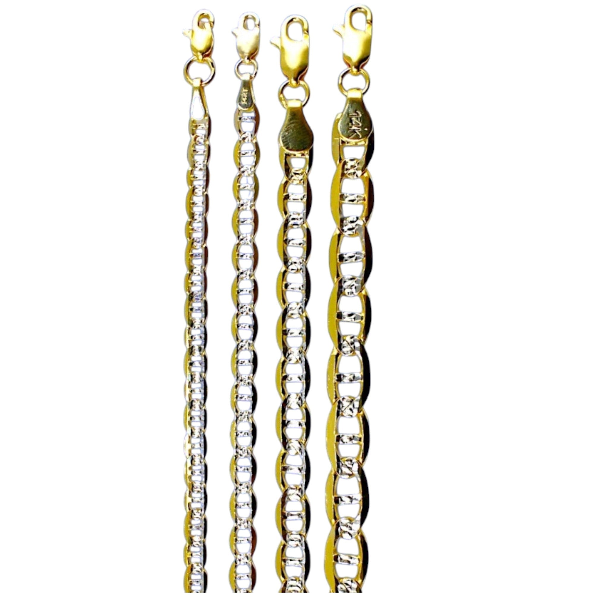 14K Yellow Gold SOLID Pave Anchor Mariner Necklace Bracelet Chain Men Women Jewelry 2.1g | 3mm | 7 Inches | MADE IN ITALY