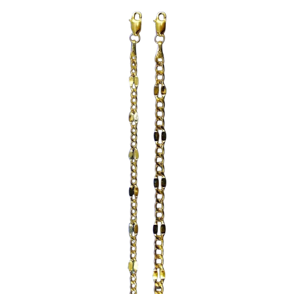 10K Yellow Gold 3mm-5mm SOLID Mirror Figaro Necklace Bracelet Chain Link Men Women Jewelry 1.1g | 3mm | 7 Inches | MADE IN ITALY