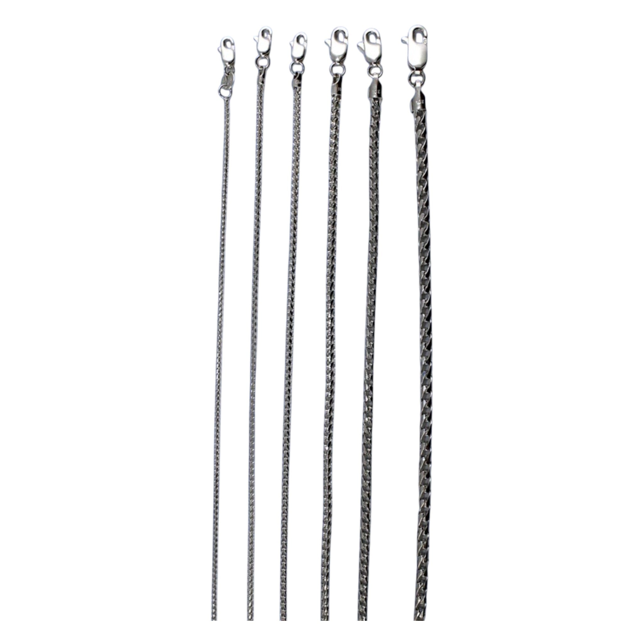 10K White Gold SOLID Franco Round Box Necklace Bracelet Chain Men Women Jewelry 1.5g | 1mm | 7 Inches | MADE IN ITALY