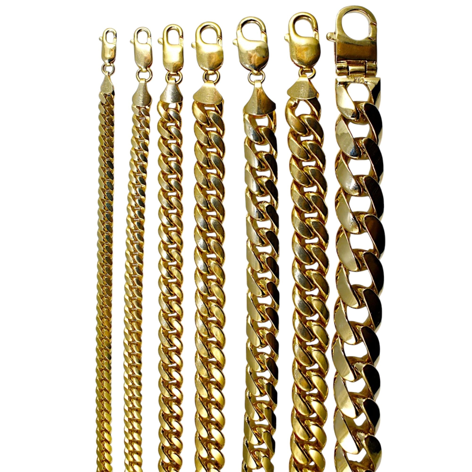 14K Yellow Gold SOLID Miami Cuban Necklace Bracelet Chain Men Women Jewelry 3.4g | 2.3mm | 7 Inches | MADE IN ITALY