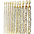 14K Yellow Gold SOLID Figaro Pave Necklace Bracelet Chain Real DC Men Women Jewelry 1.8g | 2.5mm | 7 Inches | MADE IN ITALY