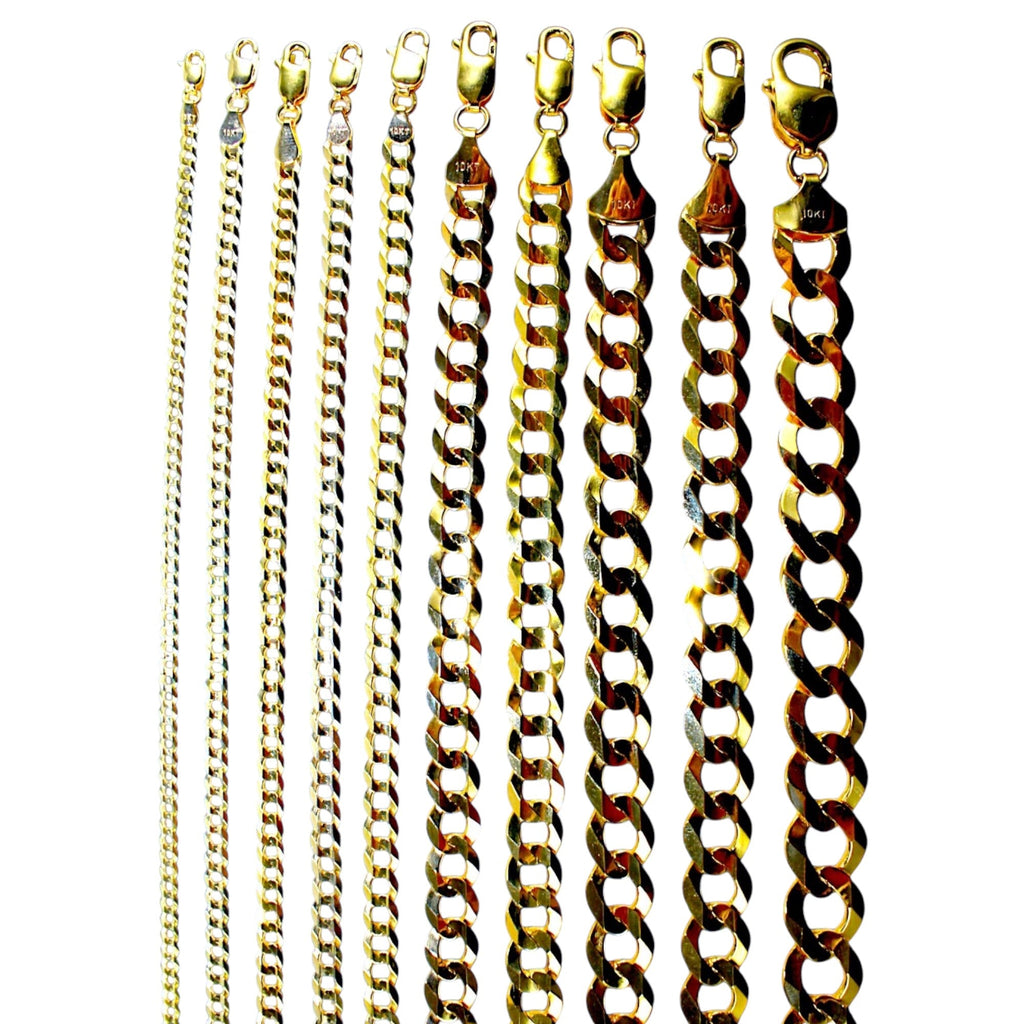 10K Yellow Gold SOLID Curb Cuban Necklace Bracelet Chain  Men Women Jewelry 1.4g | 2mm | 7 Inches | MADE IN ITALY