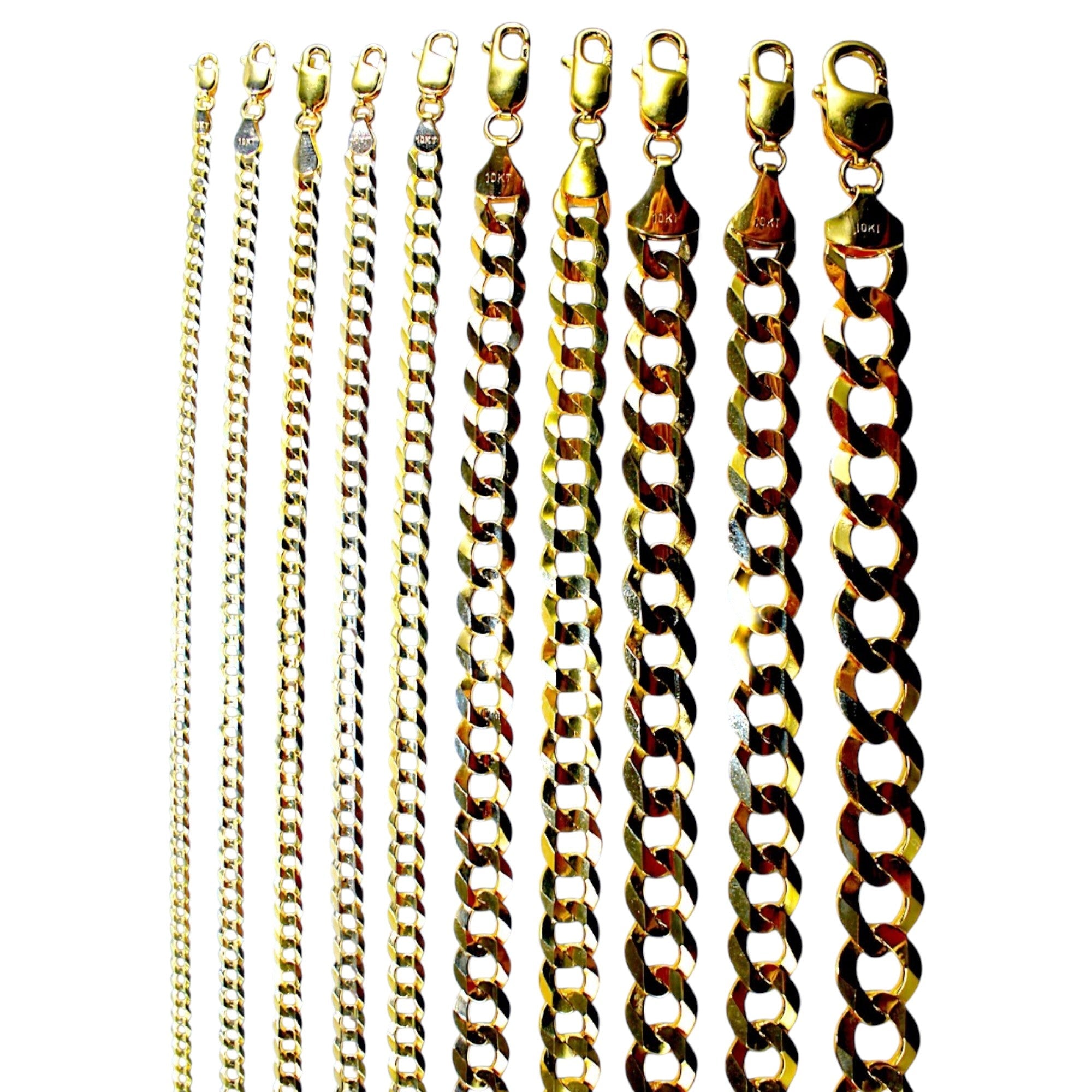10K Yellow Gold SOLID Curb Cuban Necklace Bracelet Chain  Men Women Jewelry 1.4g | 2mm | 7 Inches | MADE IN ITALY