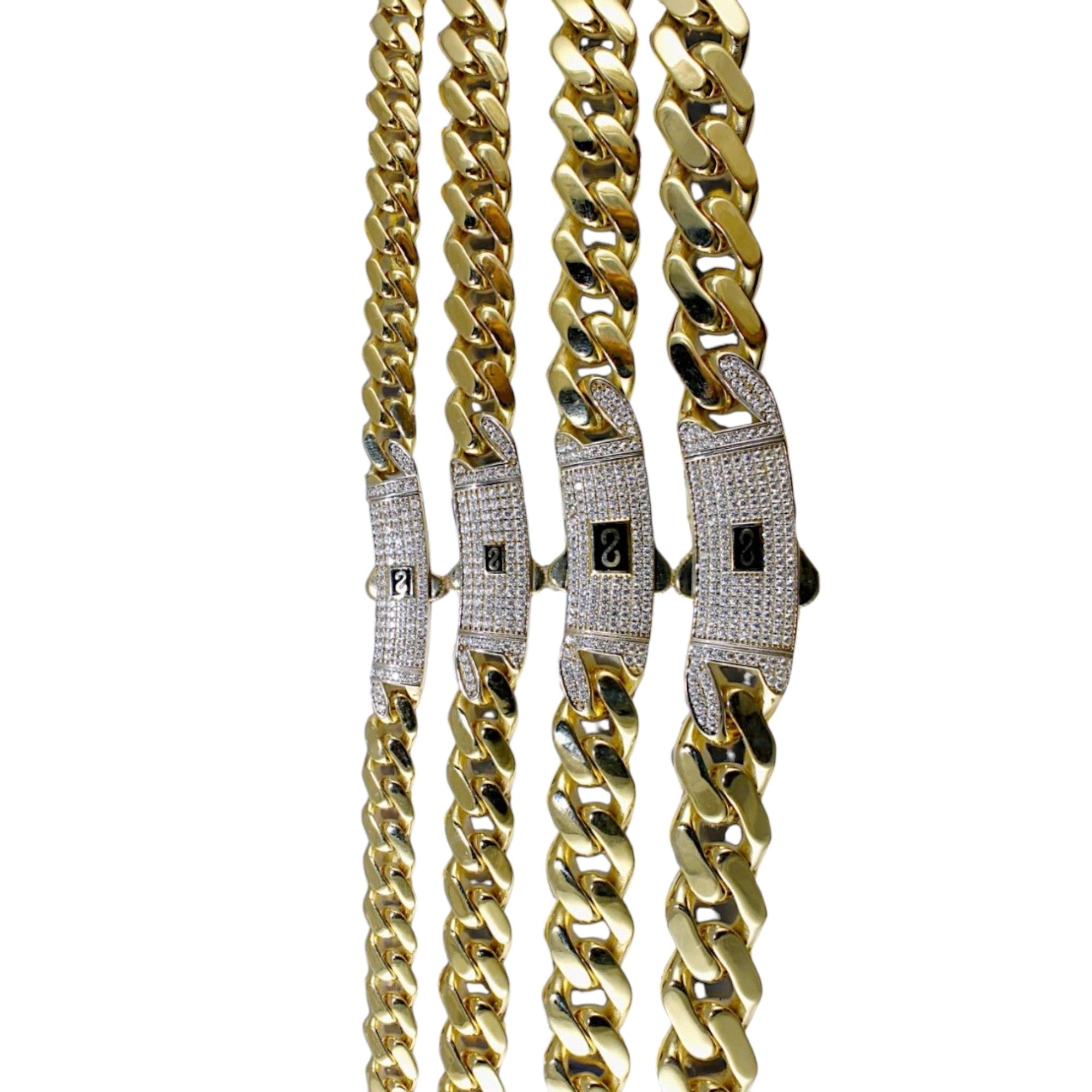 10K Gold Monaco Miami Cuban Necklace Bracelet Chain CZ Pave Men Women Jewelry 7.9g | 7mm | 7 Inches | MADE IN ITALY