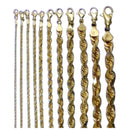 10K Yellow Gold Rope Necklace Bracelet Chain Diamond Cut 2mm-10mm 7"-30" | MADE IN ITALY