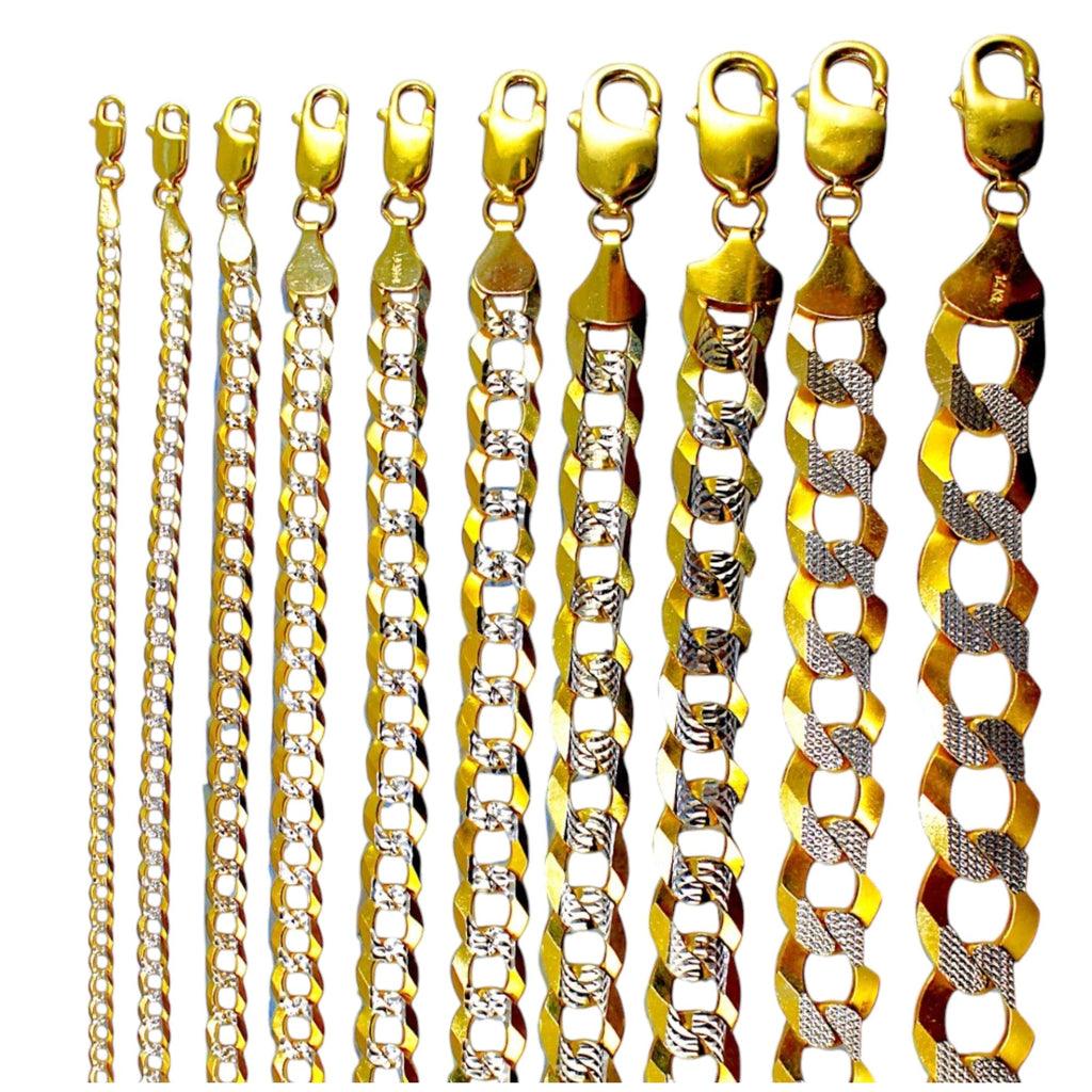 14K Yellow Gold SOLID Pave Cuban Curb Necklace Bracelet Chain Diamond Cut Men Women Jewelry 1.7g | 2.5mm | 7 Inches | MADE IN ITALY
