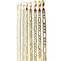 10K Yellow Gold Figaro Pave Necklace Bracelet Chain Italian Real Men Women Jewelry 1.1g | 2.5mm | 7 Inches | MADE IN ITALY