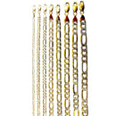 10K Yellow Gold Figaro Pave Necklace Bracelet Chain Italian Real Men Women Jewelry 1.1g | 2.5mm | 7 Inches | MADE IN ITALY