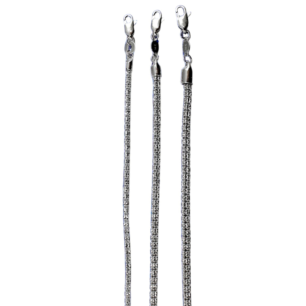 14K White Gold SOLID Ice Link Necklace Bracelet Chain Pave Real Men Women Jewelry 3.8g | 2.5mm | 7 Inches | MADE IN ITALY
