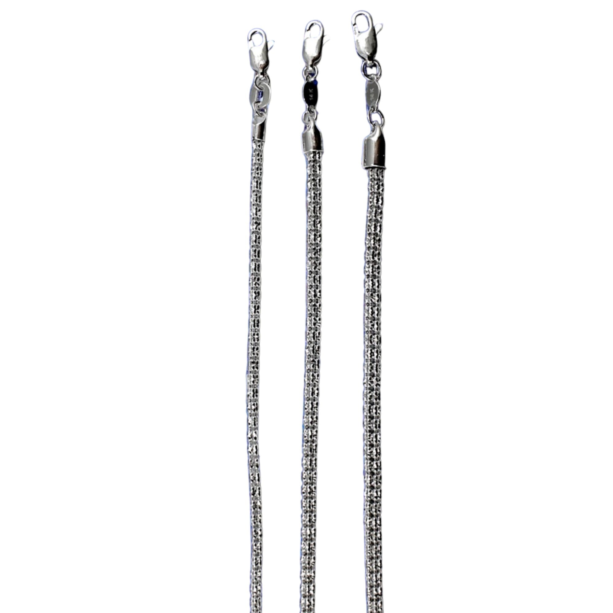 14K White Gold SOLID Ice Link Necklace Bracelet Chain Pave Real Men Women Jewelry 3.8g | 2.5mm | 7 Inches | MADE IN ITALY