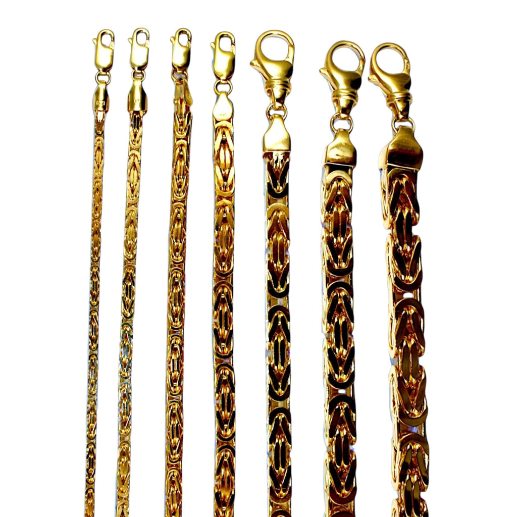 14K Yellow Gold SOLID Byzantine Box Necklace Bracelet Chain  Men Women Jewelry 7.4g | 2.5mm | 7 Inches | MADE IN ITALY
