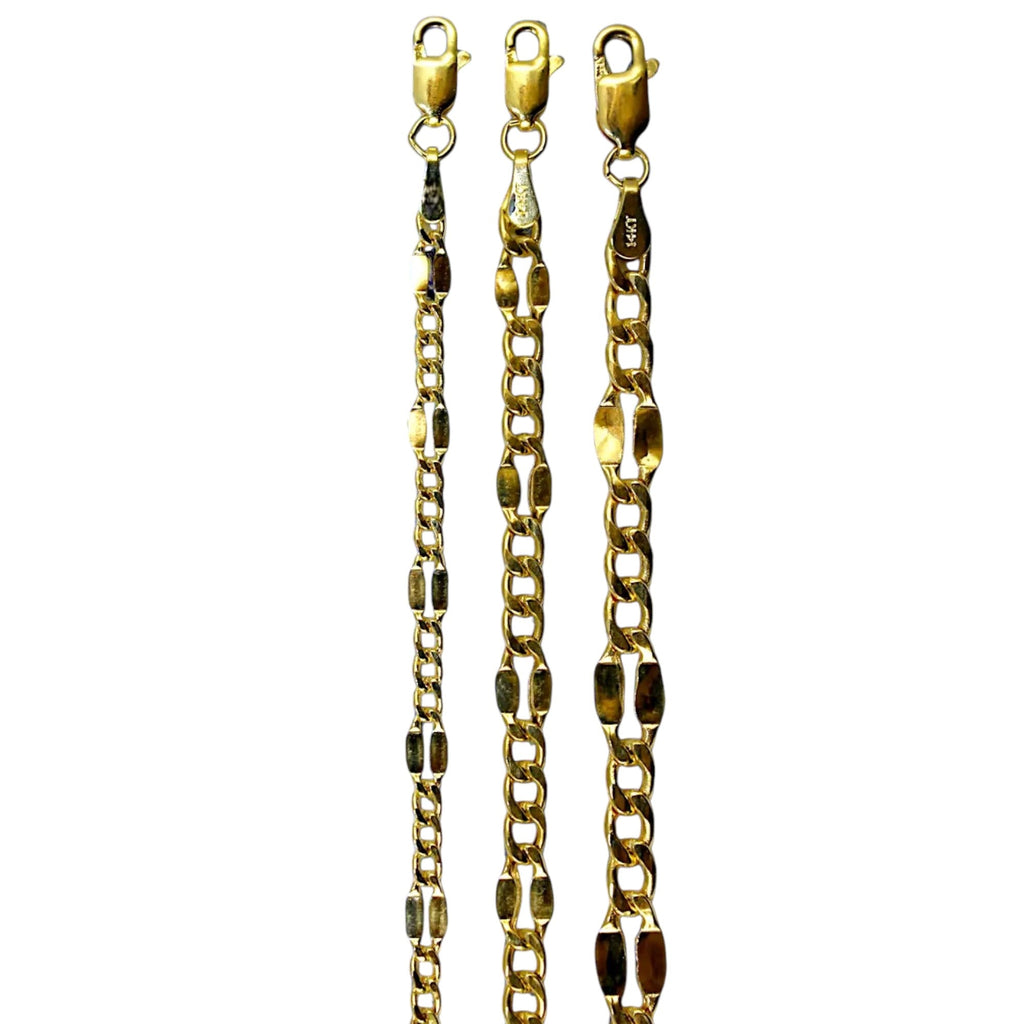 14K Yellow Gold 3mm-5mm SOLID Mirror Figaro Necklace Bracelet Chain Link Men Women Jewelry 1.3g | 3mm | 7 Inches | MADE IN ITALY