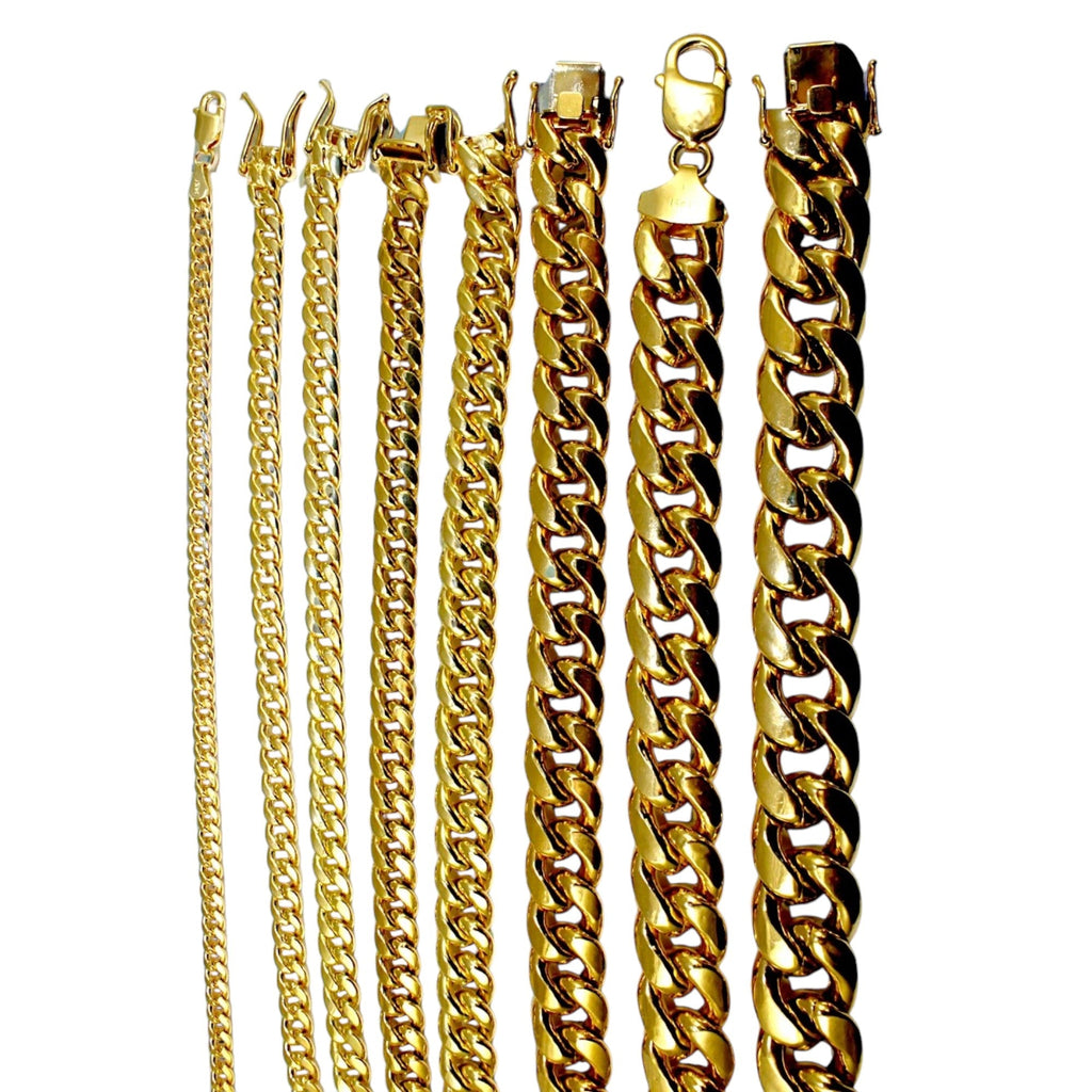 14K Yellow Gold Miami Cuban Necklace Bracelet Chain  Men Women Jewelry 2.1g | 3mm | 7 Inches | MADE IN ITALY