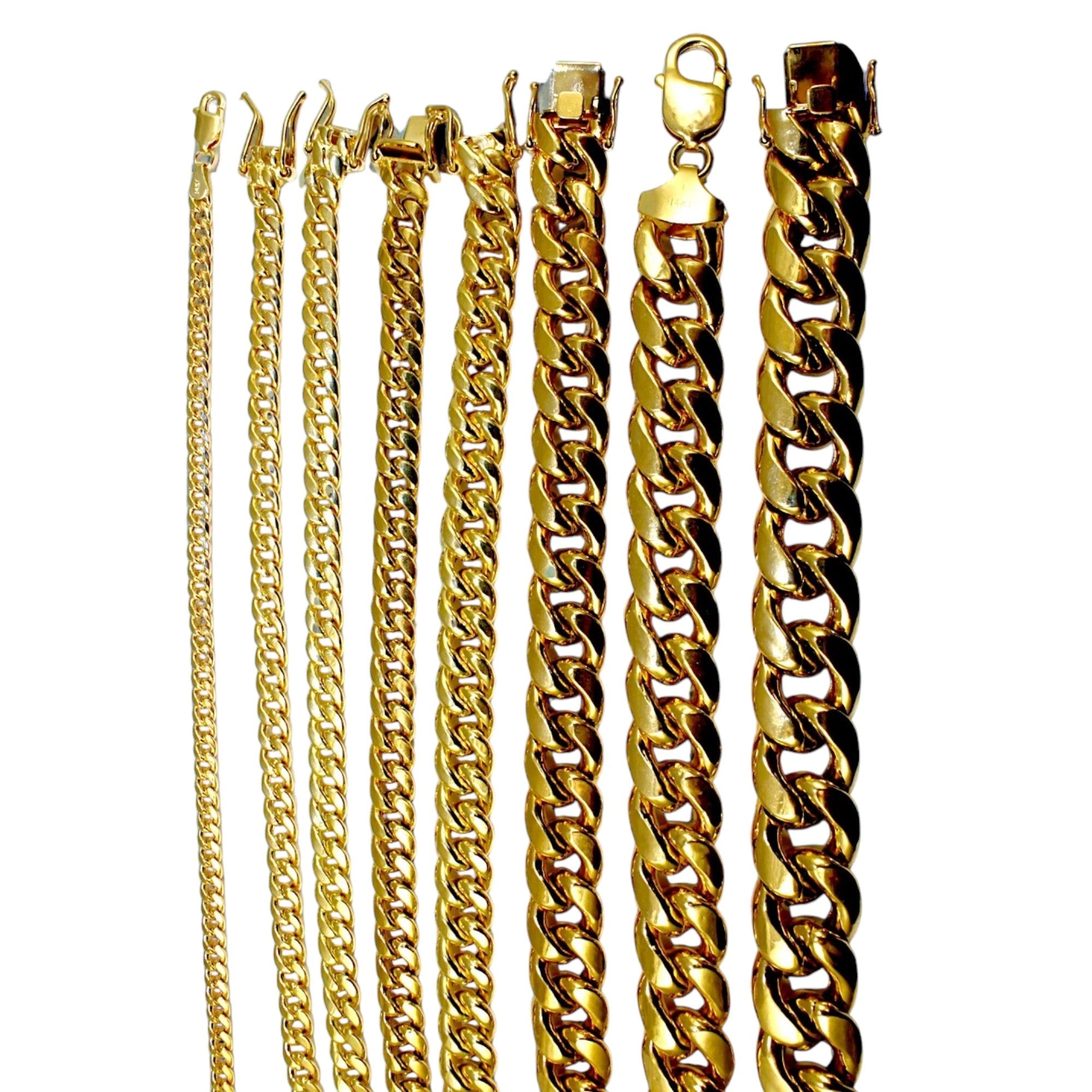 14K Yellow Gold Miami Cuban Necklace Bracelet Chain  Men Women Jewelry 2.1g | 3mm | 7 Inches | MADE IN ITALY