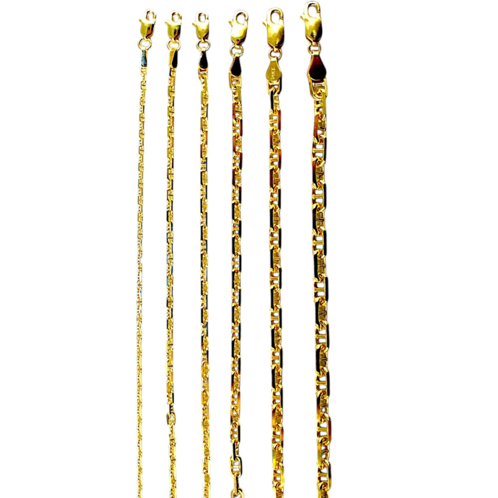 14K Yellow Gold SOLID Anchor Mariner Necklace Bracelet Chain Link Men Women Jewelry 2.5g | 2mm | 7 Inches | MADE IN ITALY