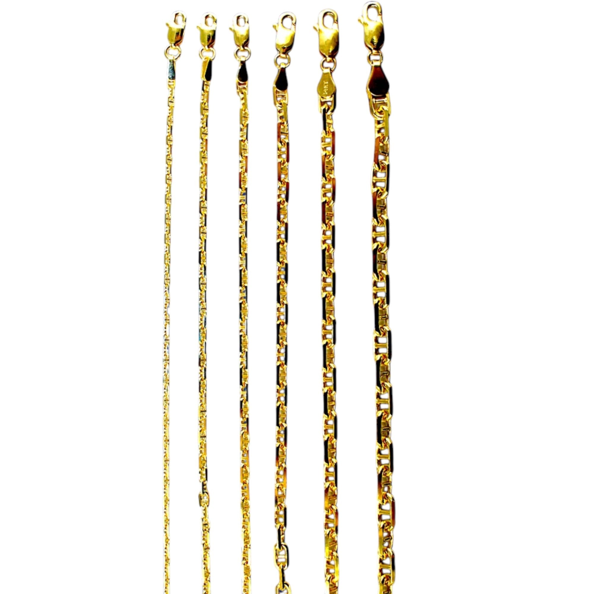 14K Yellow Gold SOLID Anchor Mariner Necklace Bracelet Chain Link Men Women Jewelry 2.5g | 2mm | 7 Inches | MADE IN ITALY