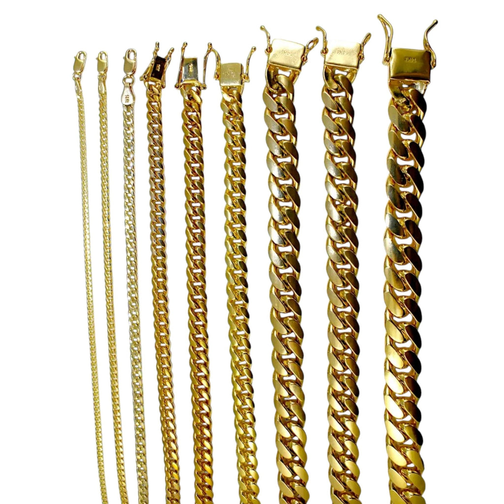 14K Yellow Gold SOLID Miami Cuban Necklace Bracelet Chain Men Women Jewelry 2.7g | 1.8mm | 7 Inches | MADE IN ITALY