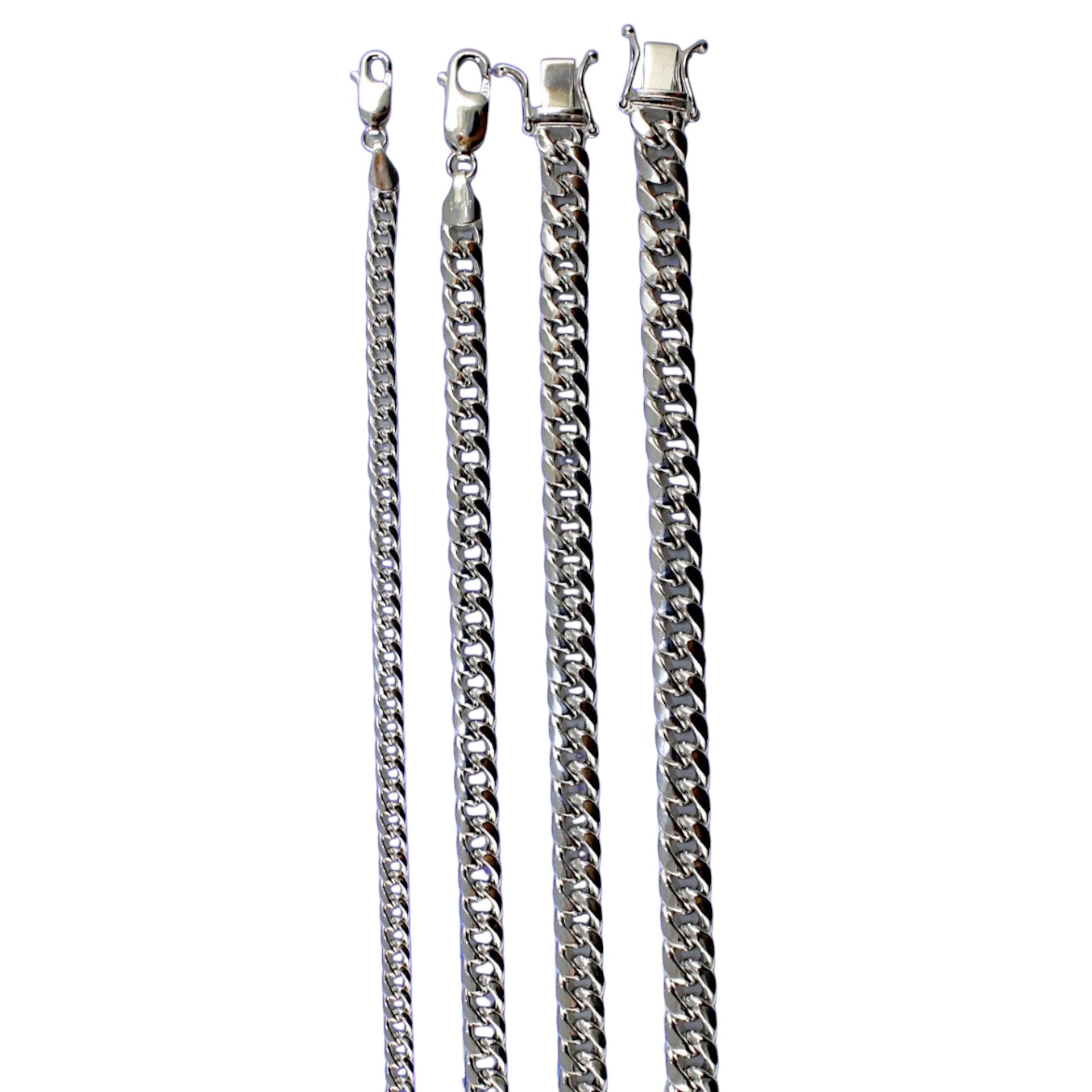 10K White Gold SOLID Miami Cuban Necklace Bracelet Chain Real Men Women Jewelry 3.1g | 2.2mm | 7 Inches | MADE IN ITALY