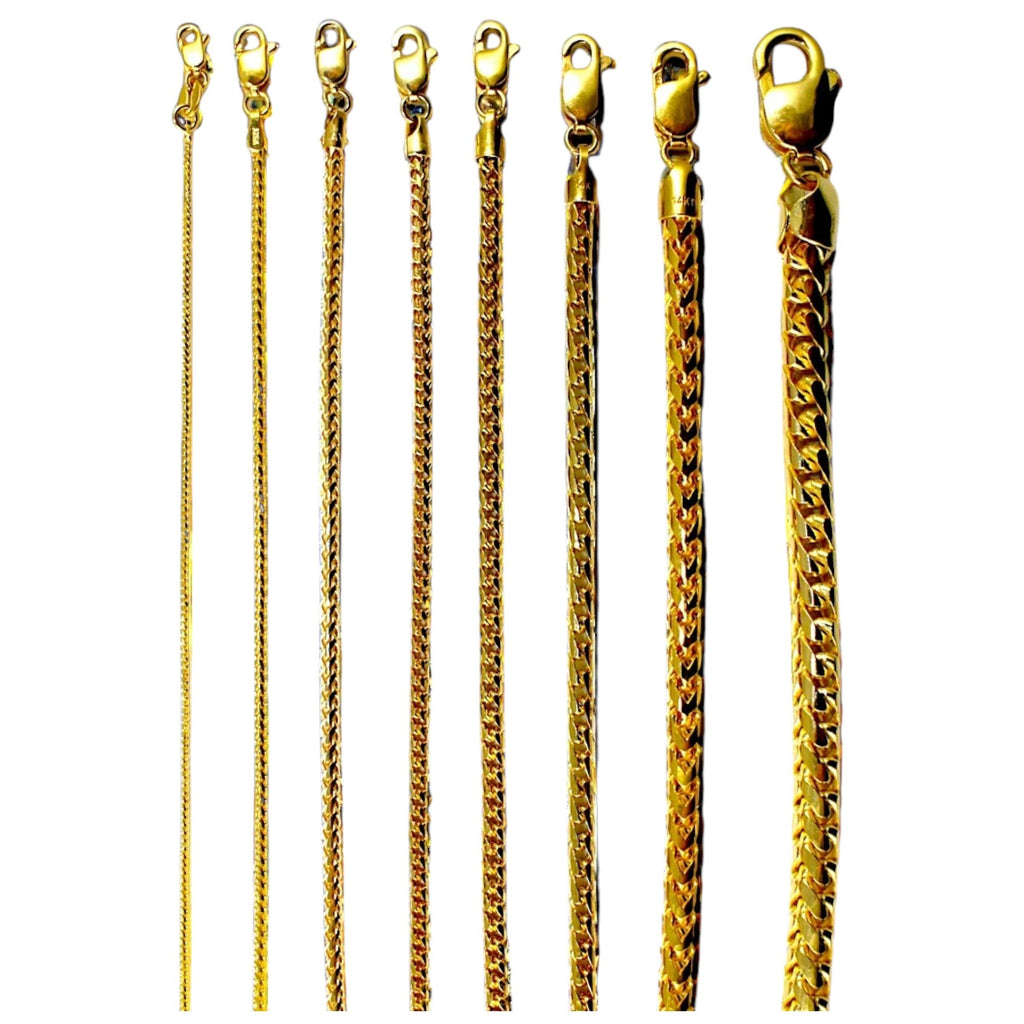 14K Yellow Gold SOLID Franco Round Box Necklace Bracelet Chain Men Women Jewelry 1.2g | 1mm | 7 Inches | MADE IN ITALY