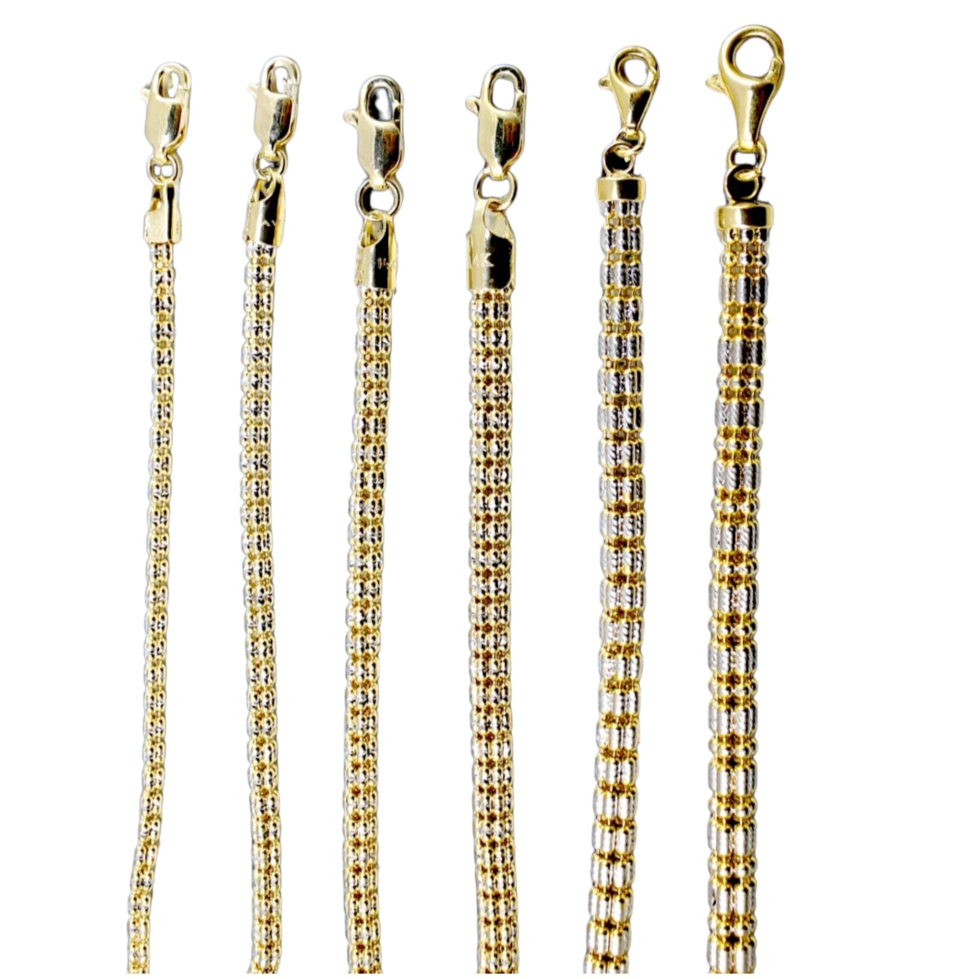 14K Yellow Gold SOLID Ice Link Pave Necklace Bracelet Chain Men Women Jewelry 3.5g | 2.5mm | 7 Inches | MADE IN ITALY