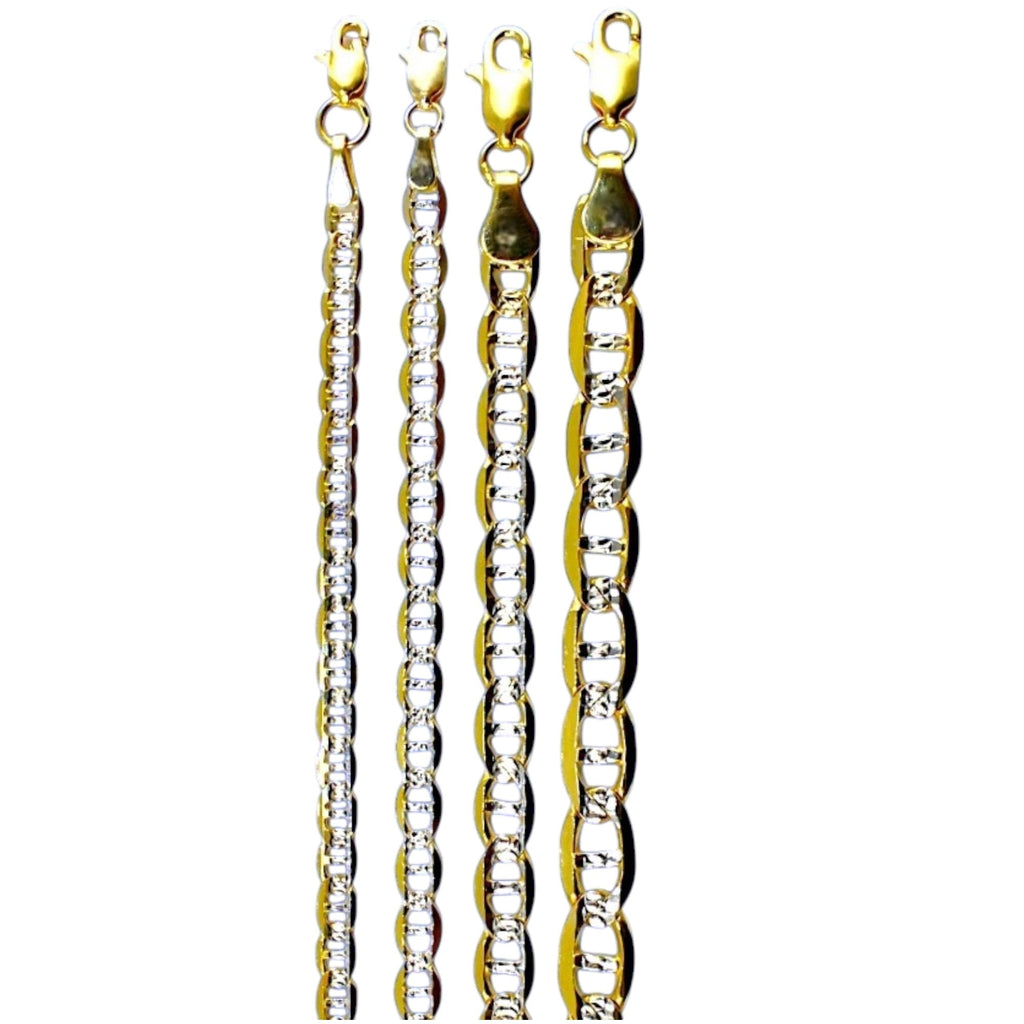 10K Yellow Gold SOLID Pave Anchor Mariner Necklace Bracelet Chain Men Women Jewelry 1.9g | 3mm | 7 Inches | MADE IN ITALY