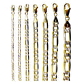 14K Yellow Gold Figaro Pave Necklace Bracelet Chain Italian Real Men Women Jewelry 1.1g | 2.5mm | 7 Inches | MADE IN ITALY