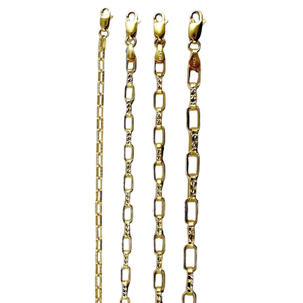 14K Yellow Gold SOLID Paperclip Cable Necklace Bracelet Chain Mirror Star Men Women Jewelry 3g | 2.3mm | 7 Inches | MADE IN ITALY