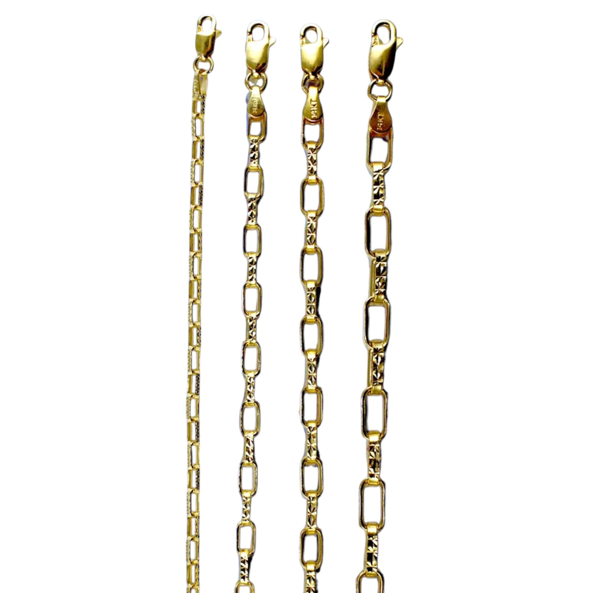 14K Yellow Gold SOLID Paperclip Cable Necklace Bracelet Chain Mirror Star Men Women Jewelry 3g | 2.3mm | 7 Inches | MADE IN ITALY