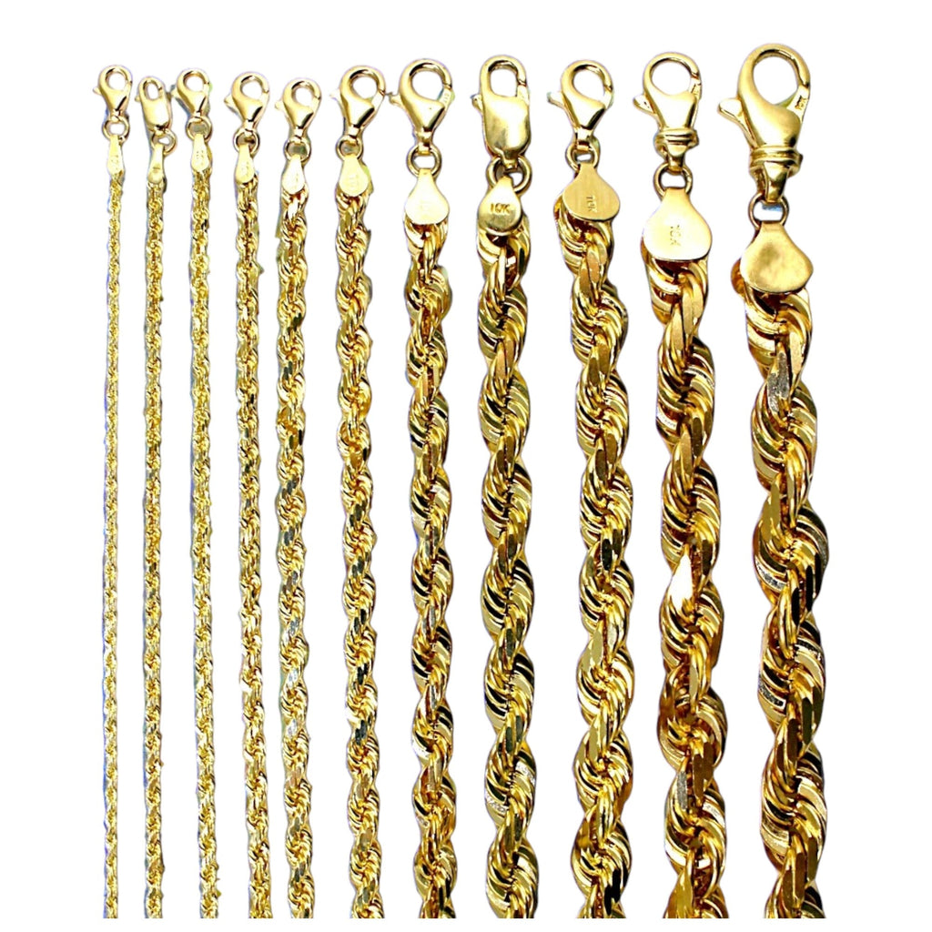 10K Yellow Gold SOLID Rope Necklace Bracelet Chain Diamond Cut Men Women Jewelry 8.1g | 4mm | 7 Inches | MADE IN ITALY
