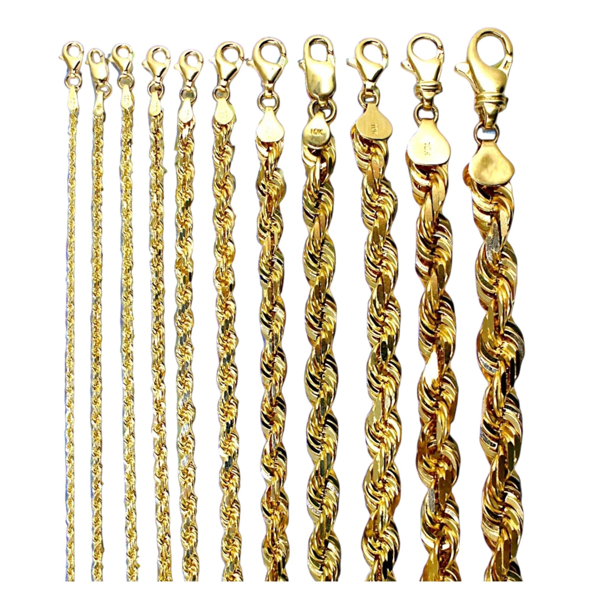 10K Yellow Gold SOLID Rope Necklace Bracelet Chain Diamond Cut Men Women Jewelry 8.1g | 4mm | 7 Inches | MADE IN ITALY