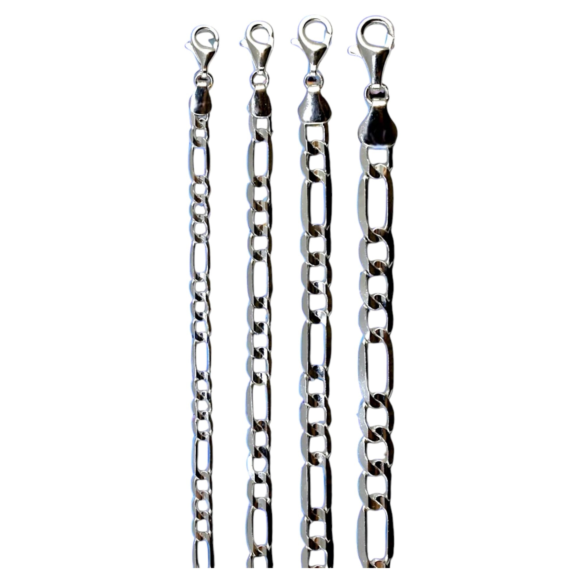 10K White Gold SOLID Figaro Necklace Bracelet Chain Real Gold Men Women Jewelry 1.5g | 2.5mm | 7 Inches | MADE IN ITALY