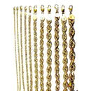 10K Yellow Gold Rope Necklace Bracelet Chain Diamond Cut Men Women Jewelry 1.3g | 2mm | 7 Inches | MADE IN ITALY