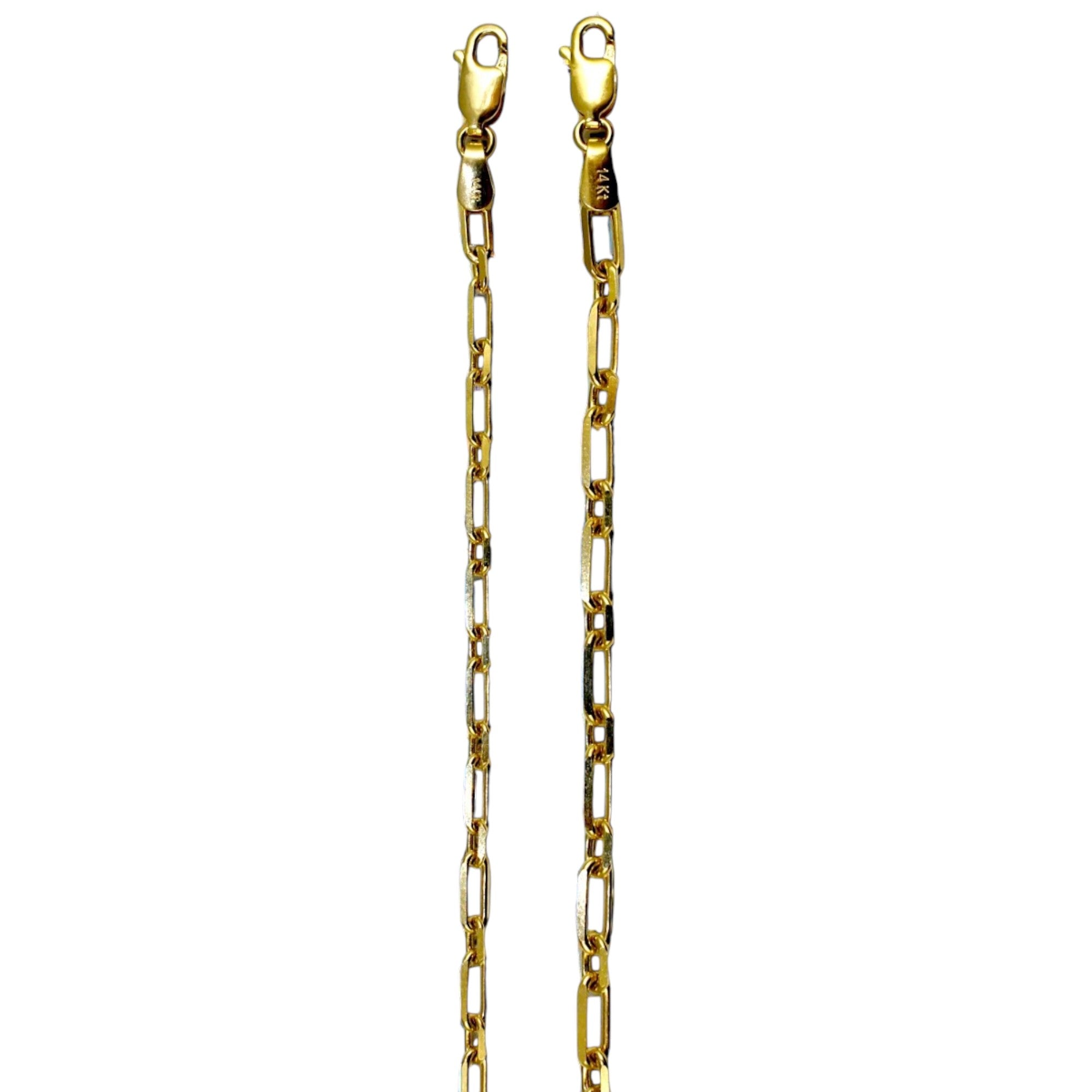 14K Yellow Gold SOLID Oval Paperclip Rolo Necklace Bracelet Chain Men Women Jewelry 3.6g | 3mm | 7 Inches | MADE IN ITALY