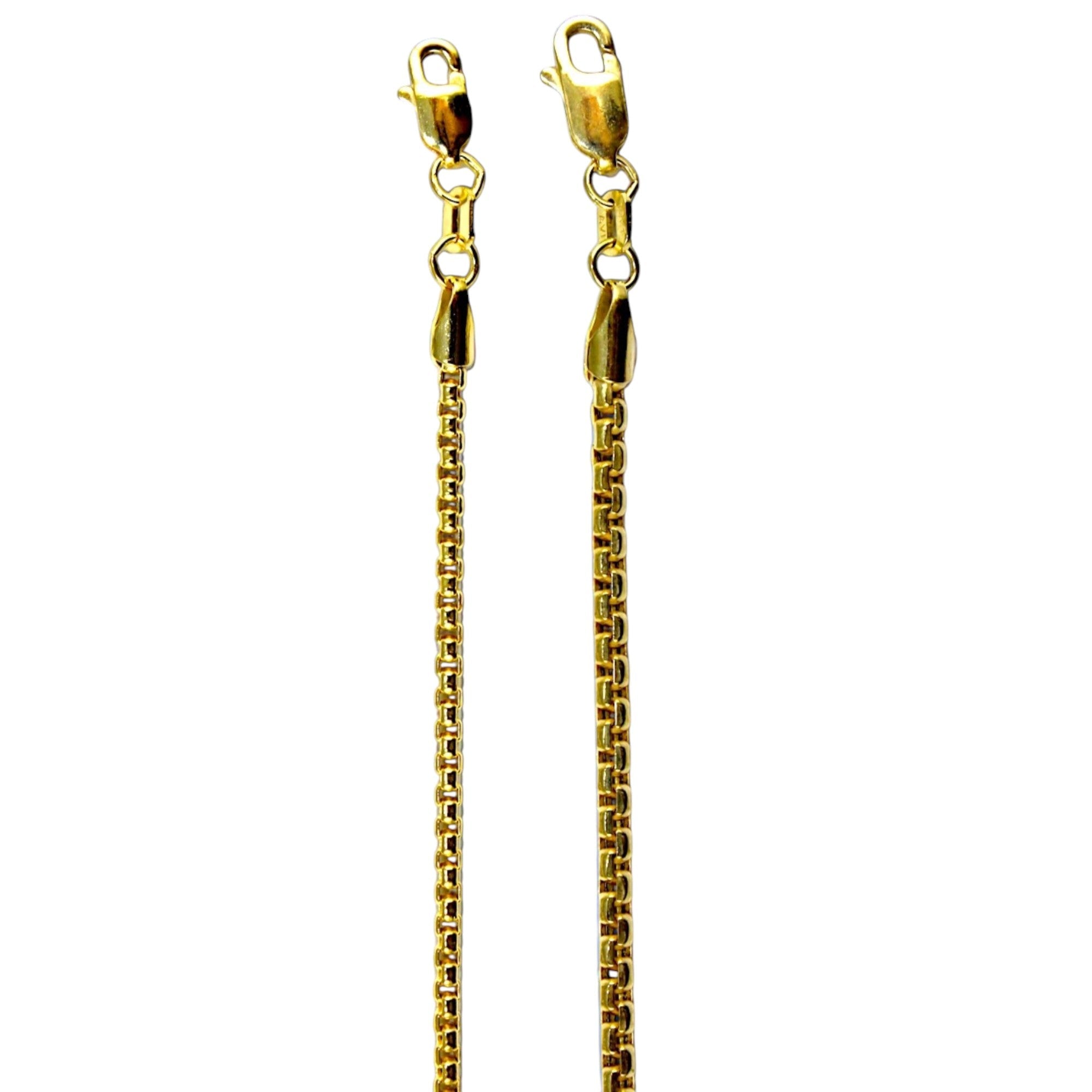 10K Yellow Gold Venetian Round Box Necklace Bracelet Chain Real Men Women Jewelry 1.4g | 1mm | 7 Inches | MADE IN ITALY