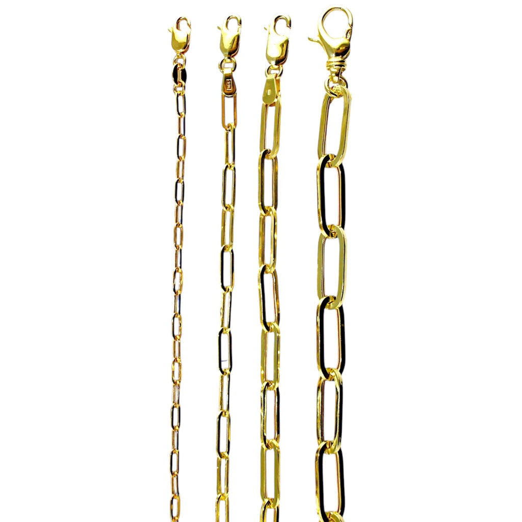 10K Yellow Gold Oval Paperclip Necklace Bracelet Chain Men Women Jewelry 1.1g | 2mm | 7 Inches | MADE IN ITALY
