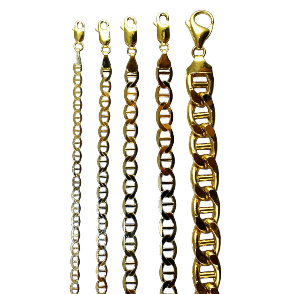 10K Yellow Gold SOLID Anchor Mariner Necklace Bracelet Chain Link Men Women Jewelry 1.7g | 3mm | 7 Inches | MADE IN ITALY