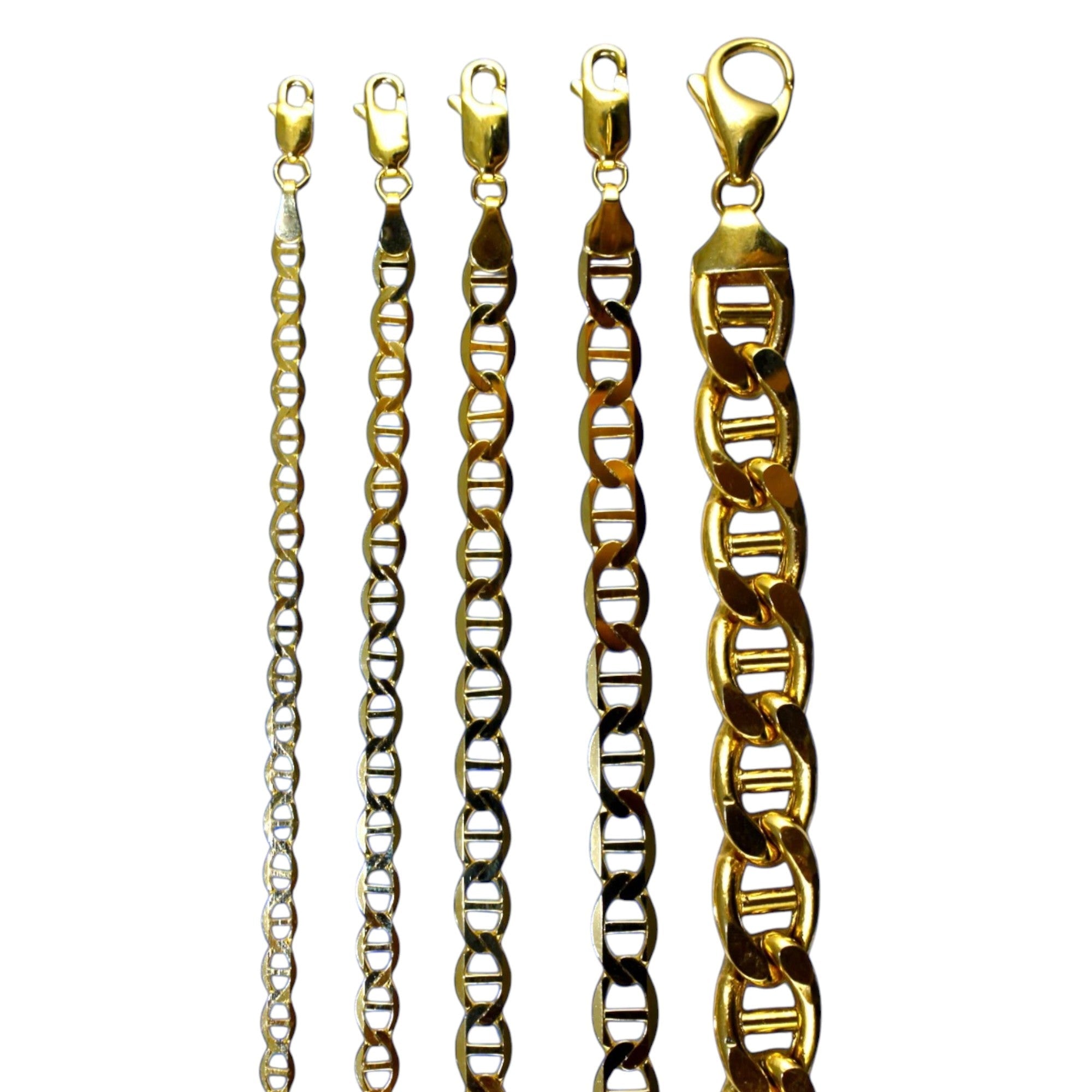 10K Yellow Gold SOLID Anchor Mariner Necklace Bracelet Chain Link Men Women Jewelry 1.7g | 3mm | 7 Inches | MADE IN ITALY