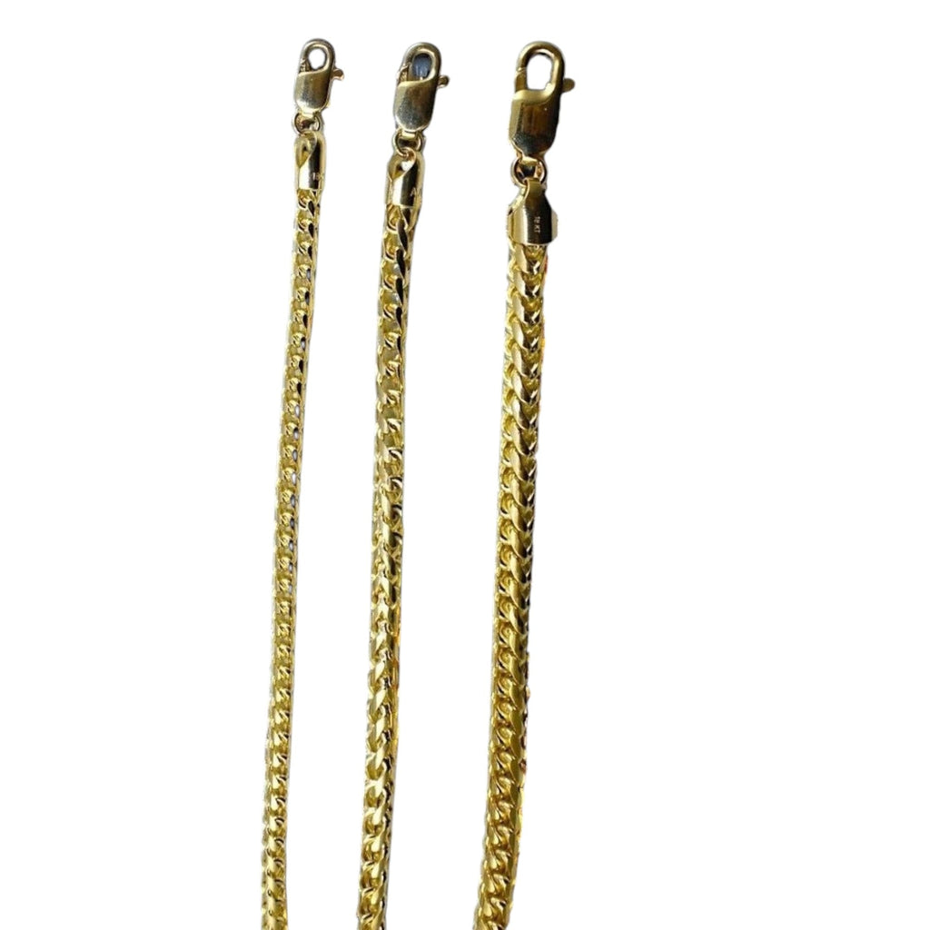 18K Yellow Gold SOLID Franco Round Box Necklace Bracelet Chain Men Women Jewelry 4.7g | 2mm | 7 Inches | MADE IN ITALY