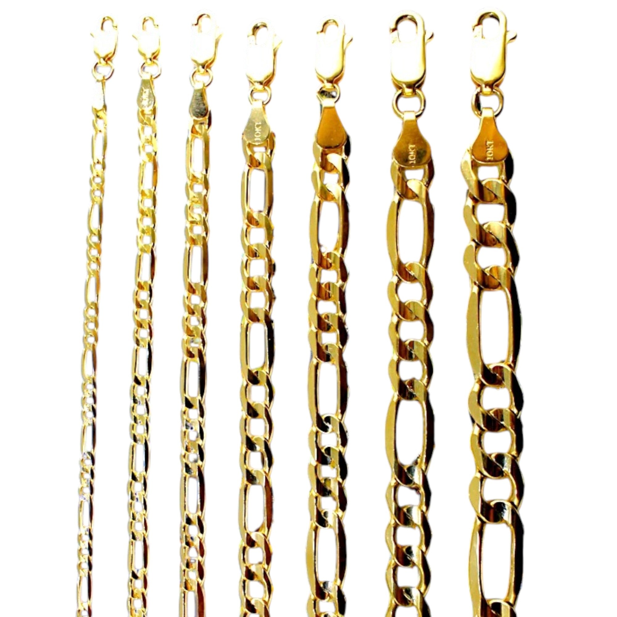 10K Yellow Gold SOLID Figaro Necklace Bracelet Chain Italian Men Women Jewelry 1.5g | 2.5mm | 7 Inches | MADE IN ITALY