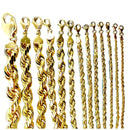 14K Yellow Gold Rope Chain Necklace Bracelet Diamond Cut Men Women Jewelry 1.5g | 2mm | 7 Inches | MADE IN ITALY