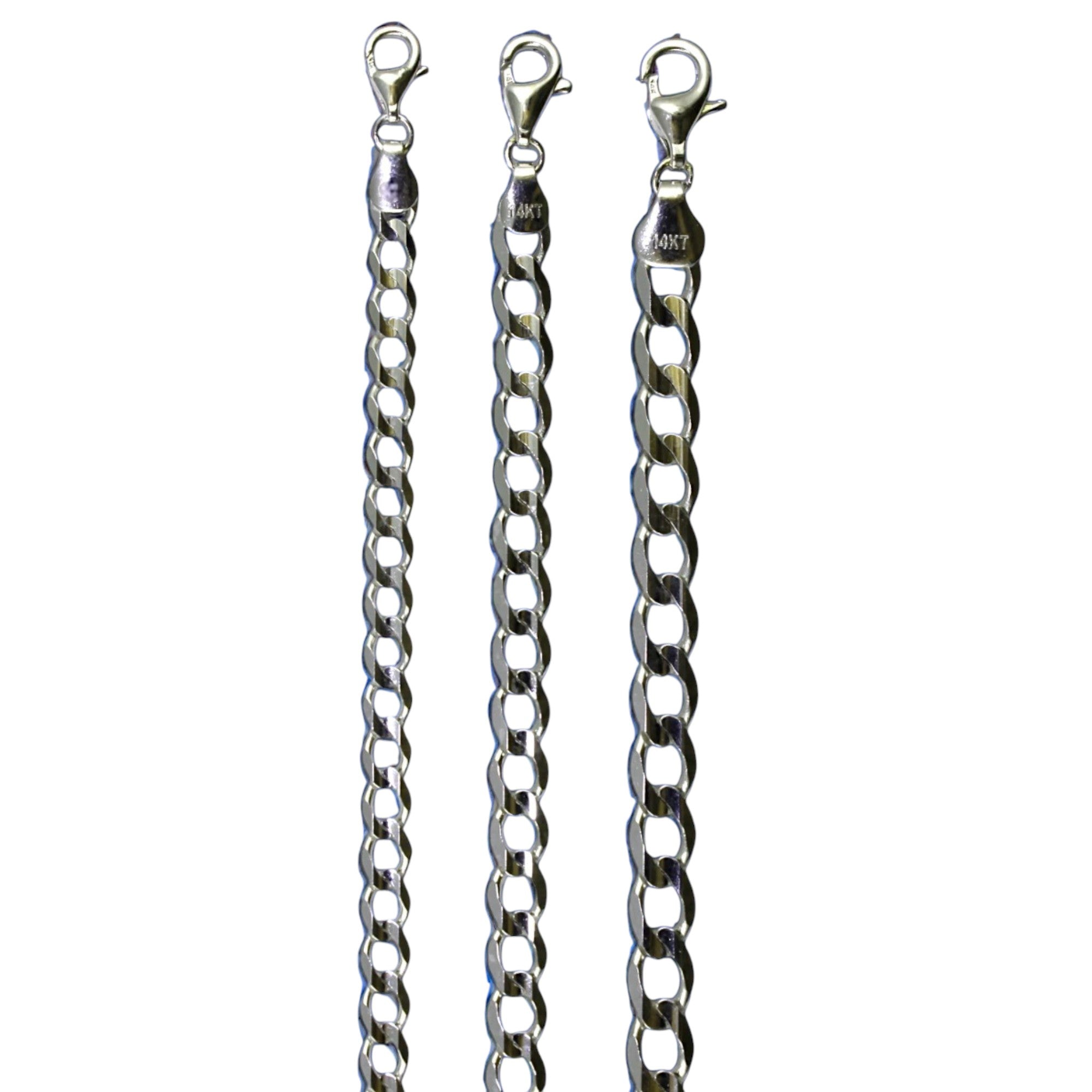 14K White Gold Round Curb Cuban Necklace Bracelet Chain Real Gold Men Women Jewelry 0.9g | 2mm | 7 Inches | MADE IN ITALY
