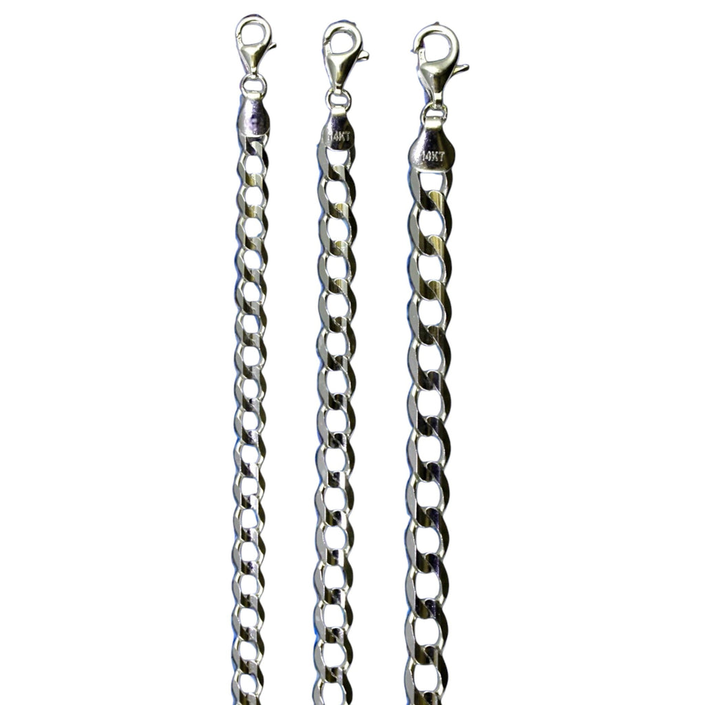 14K White Gold SOLID Curb Cuban Necklace Bracelet Chain Real Gold Men Women Jewelry 1.1g | 2mm | 7 Inches | MADE IN ITALY