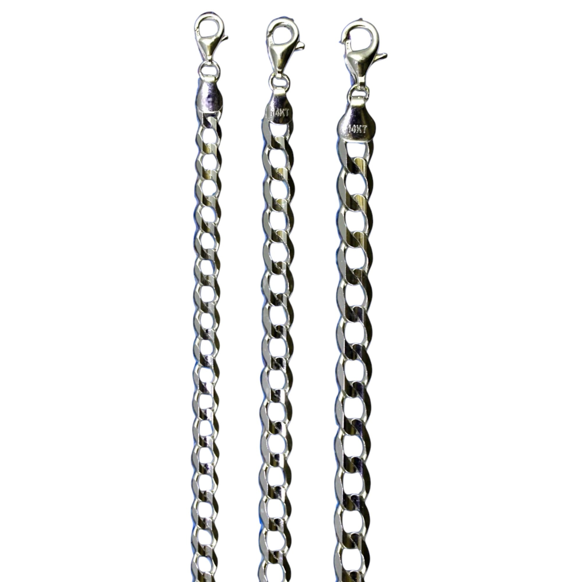 14K White Gold SOLID Curb Cuban Necklace Bracelet Chain Real Gold Men Women Jewelry 1.1g | 2mm | 7 Inches | MADE IN ITALY