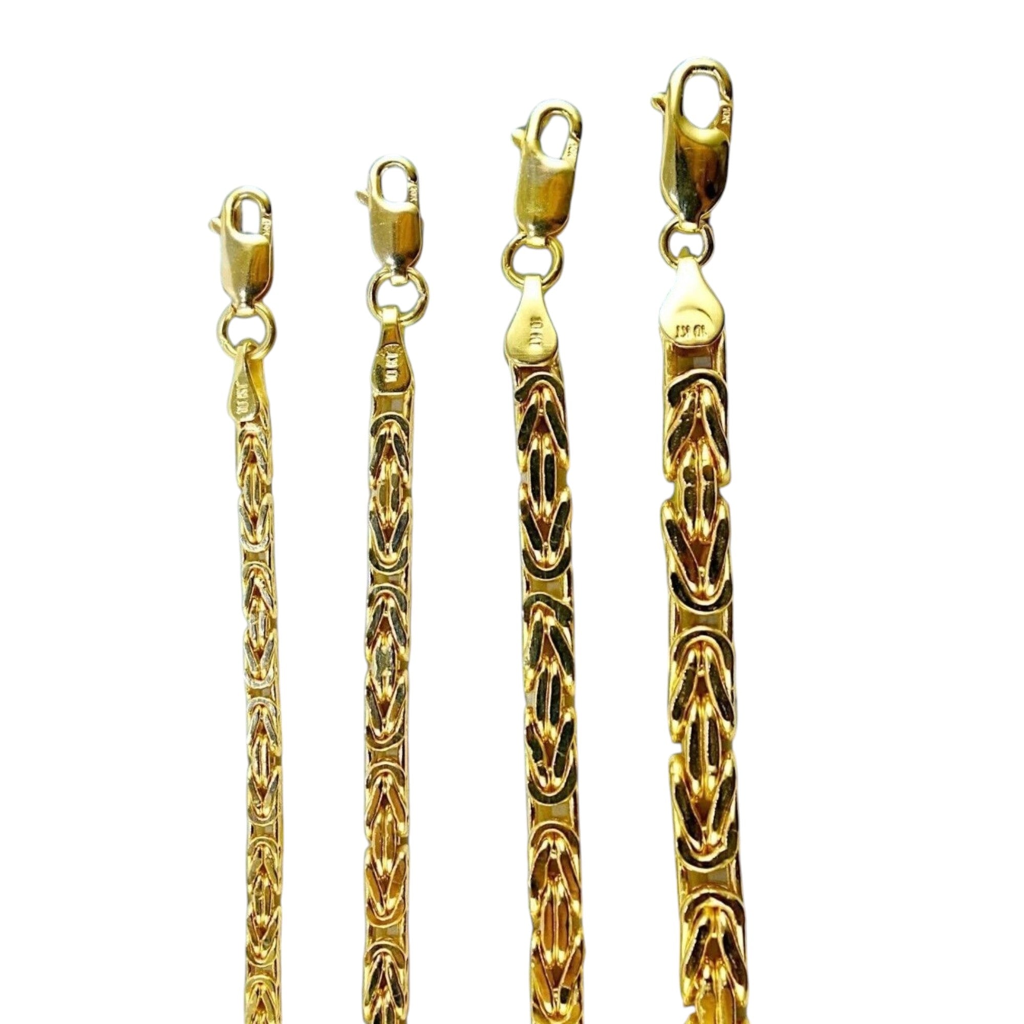 10K Yellow Gold Byzantine Square Necklace Bracelet Chain Men Women Jewelry 2.5g | 2mm | 7 Inches | MADE IN ITALY