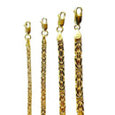 10K Yellow Gold Byzantine Square Necklace Bracelet Chain Men Women Jewelry 2.5g | 2mm | 7 Inches | MADE IN ITALY
