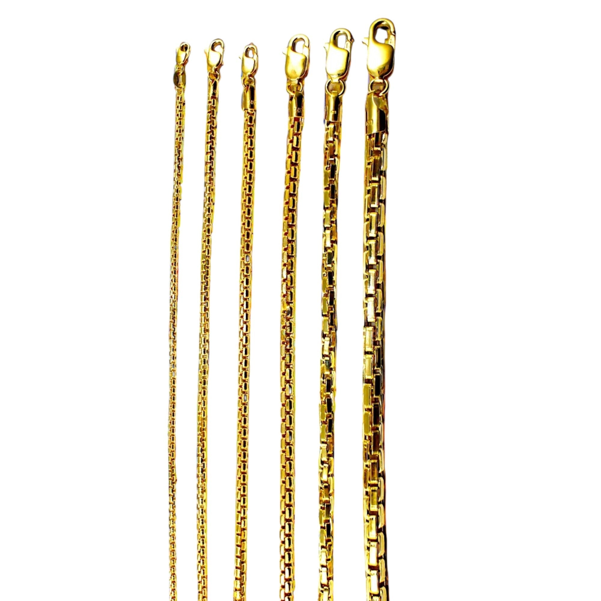 14K Yellow Gold Venetian Round Box Necklace Bracelet Chain Men Women Jewelry 1.3g | 1.3mm | 7 Inches | MADE IN ITALY